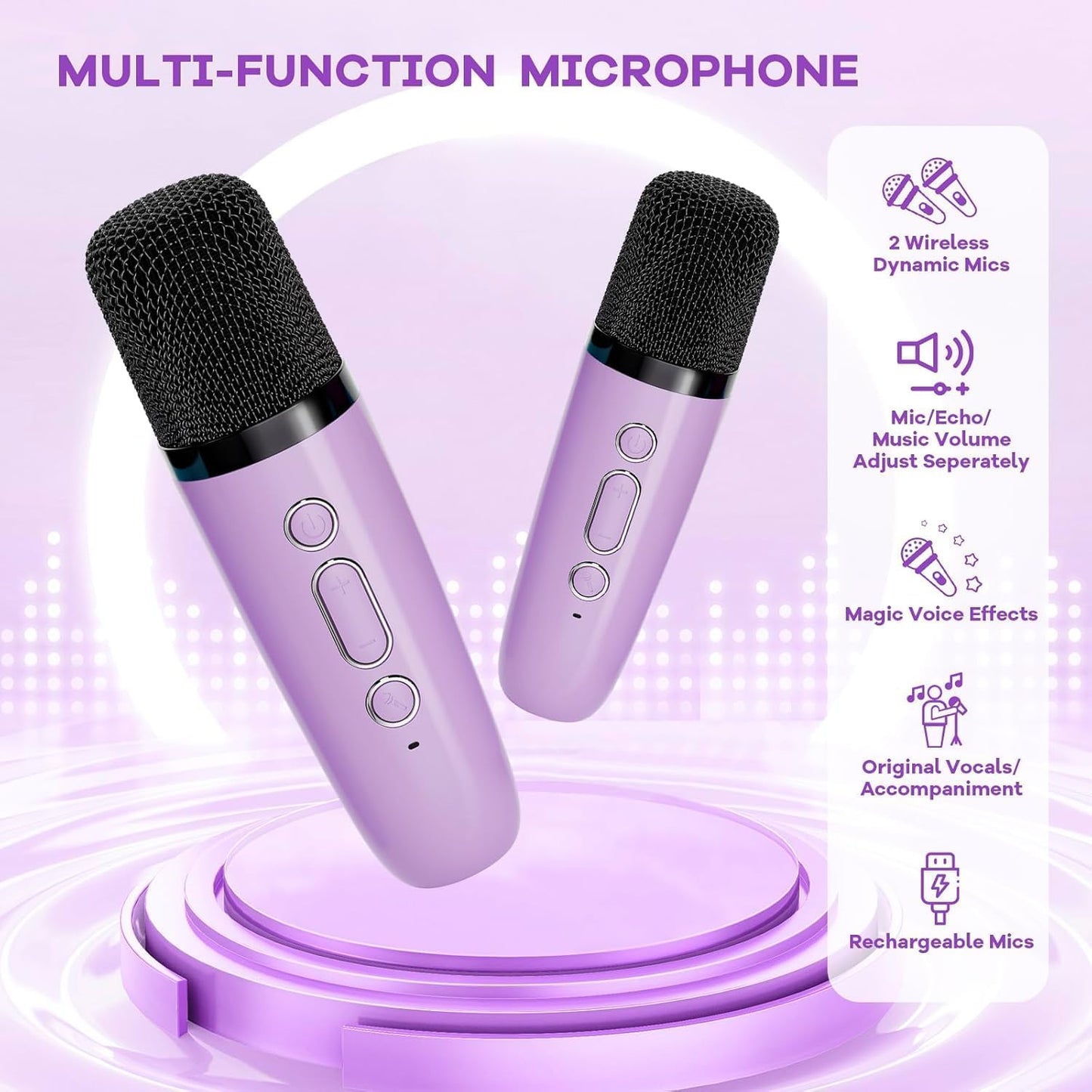 Olvoria | Portable Mini Karaoke Machine with Bluetooth Speaker and 2 Wireless Microphones – Veylo