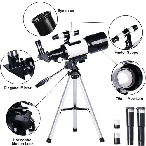Olvoria | Professional Astronomical Telescope | 70mm Aperture, 300mm Focal Length & Easy Setup for Stargazing and Nature Exploration
