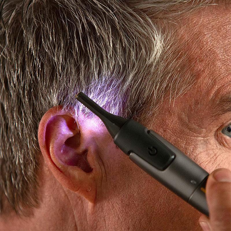 Olvoria | Professional Ultra-Thin Precision Trimmer | Titanium Stainless Steel Blades | Integrated LED Light | Micro-Oscillation Technology | For Nose, Ears & Contours