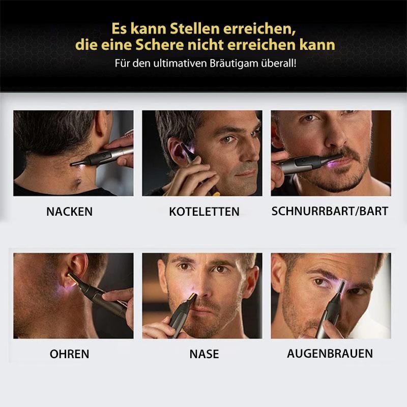 Olvoria | Professional Ultra-Thin Precision Trimmer | Titanium Stainless Steel Blades | Integrated LED Light | Micro-Oscillation Technology | For Nose, Ears & Contours