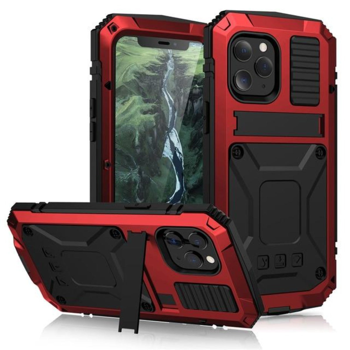 Olvoria | Protective Shockproof Tempered Glass Metal Case for iPhone