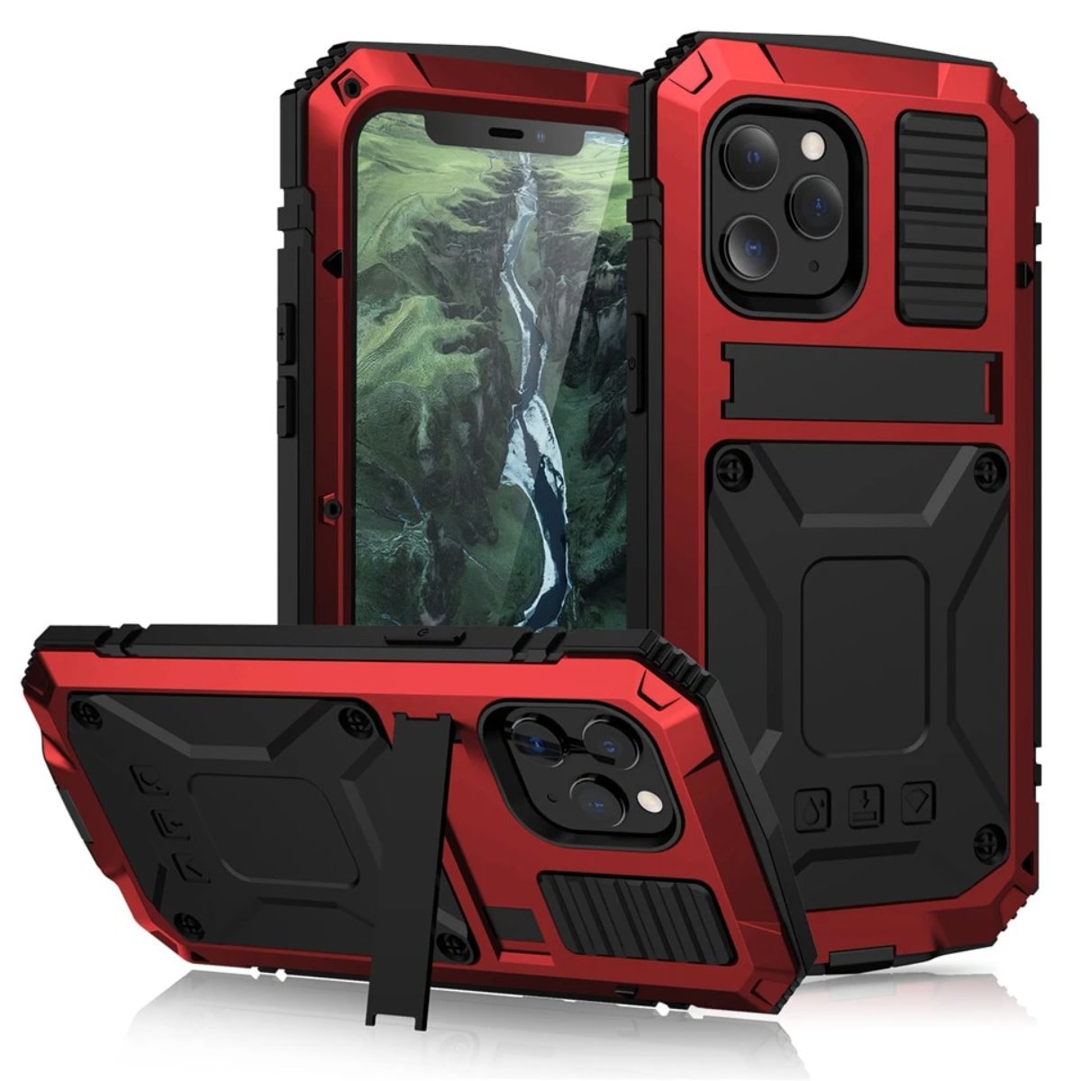 Olvoria | Protective Shockproof Tempered Glass Metal Case for iPhone