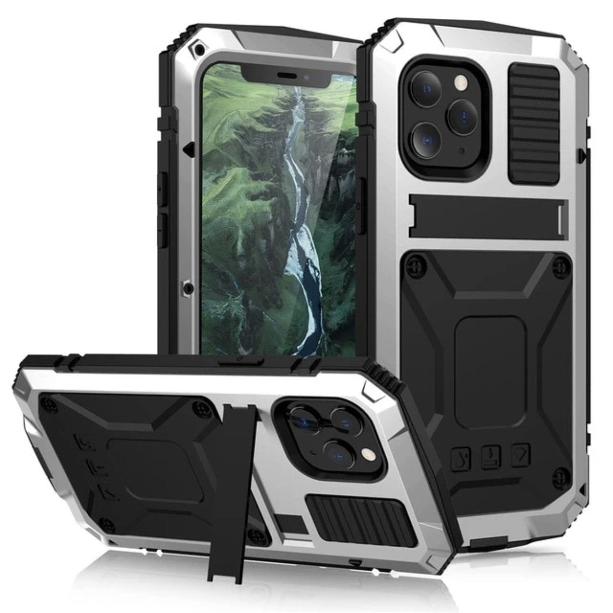 Olvoria | Protective Shockproof Tempered Glass Metal Case for iPhone
