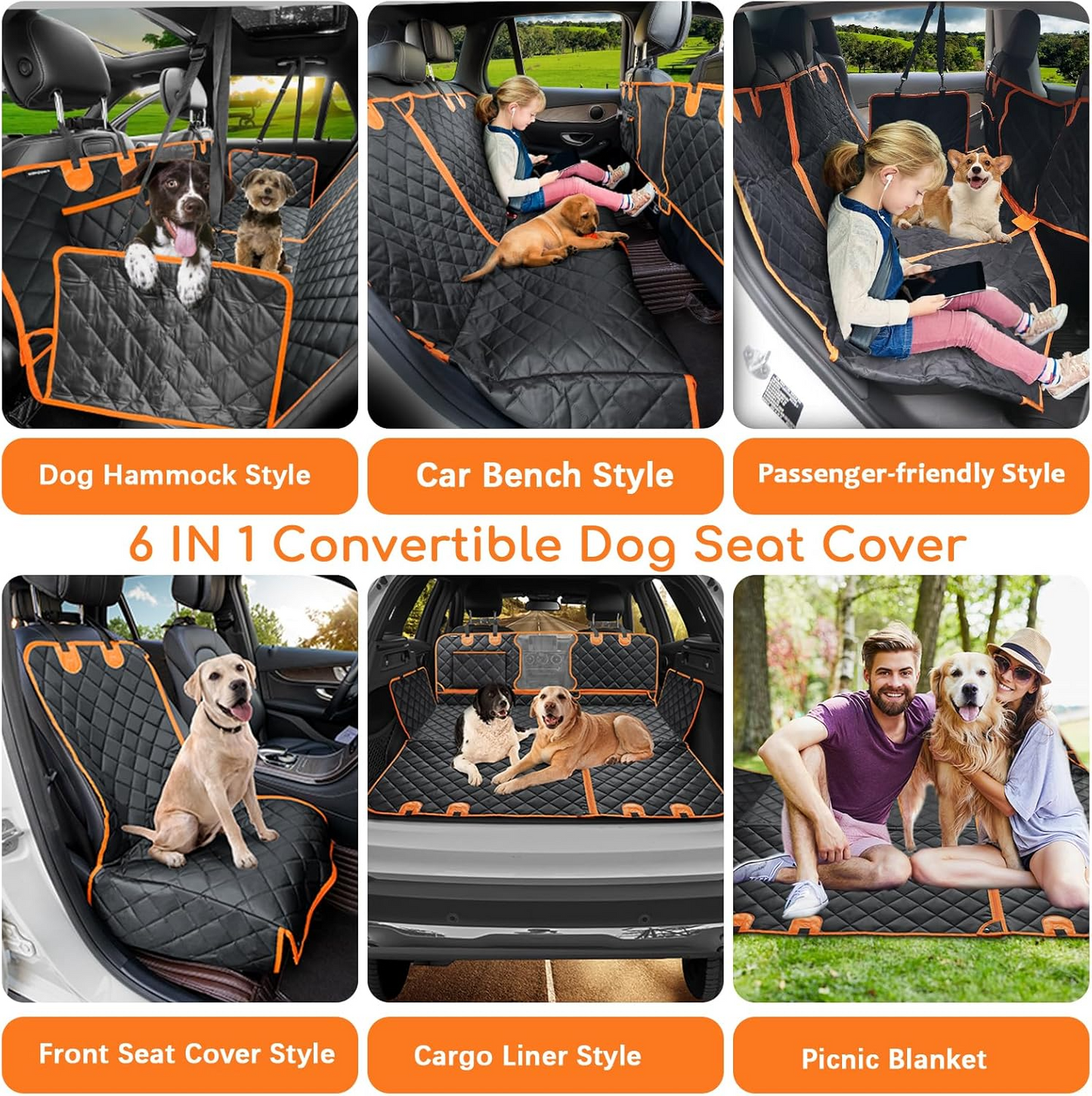 Olvoria | Quilted Dog Hammock Car Seat Cover
