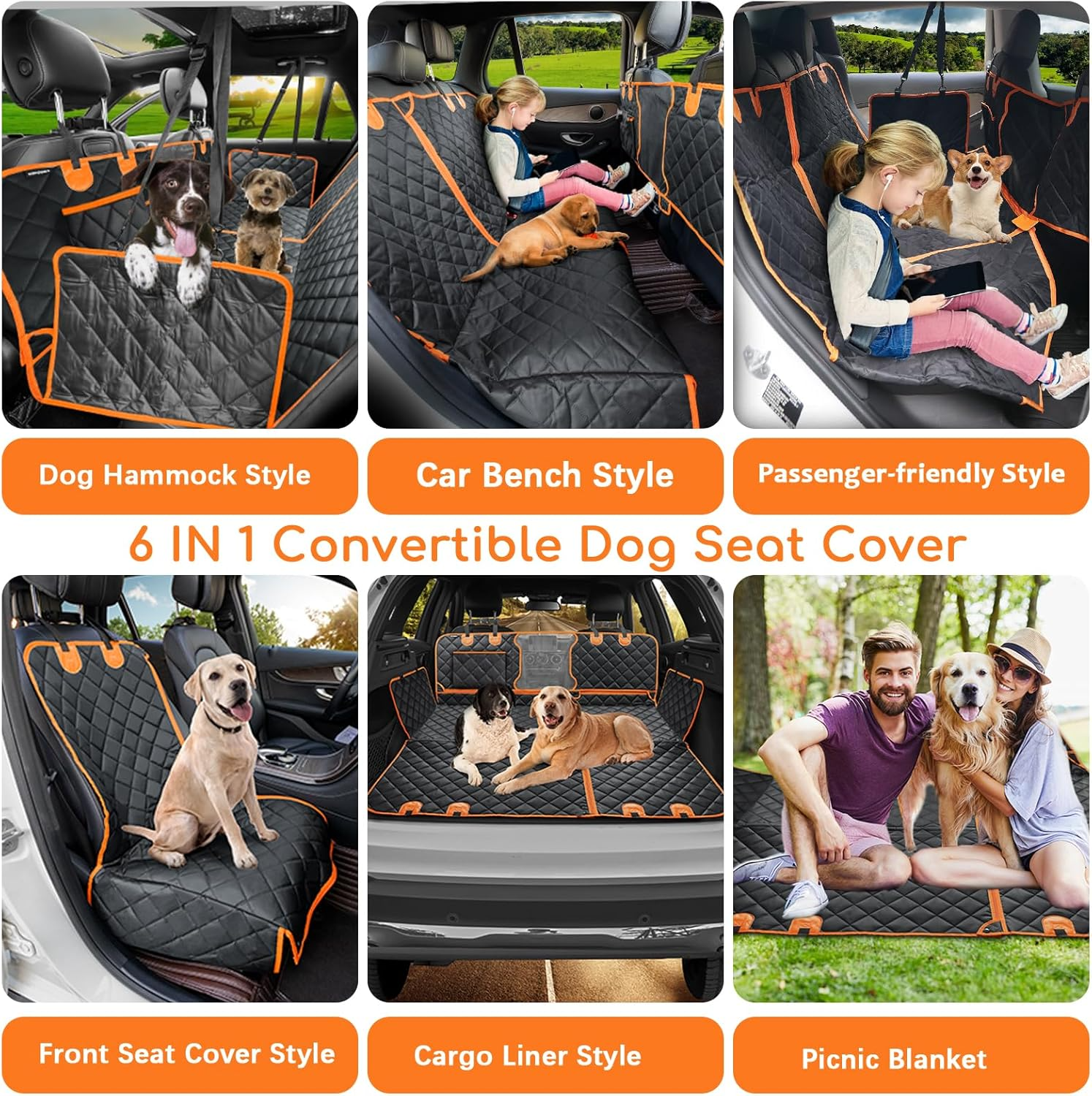 Olvoria | Quilted Dog Hammock Car Seat Cover