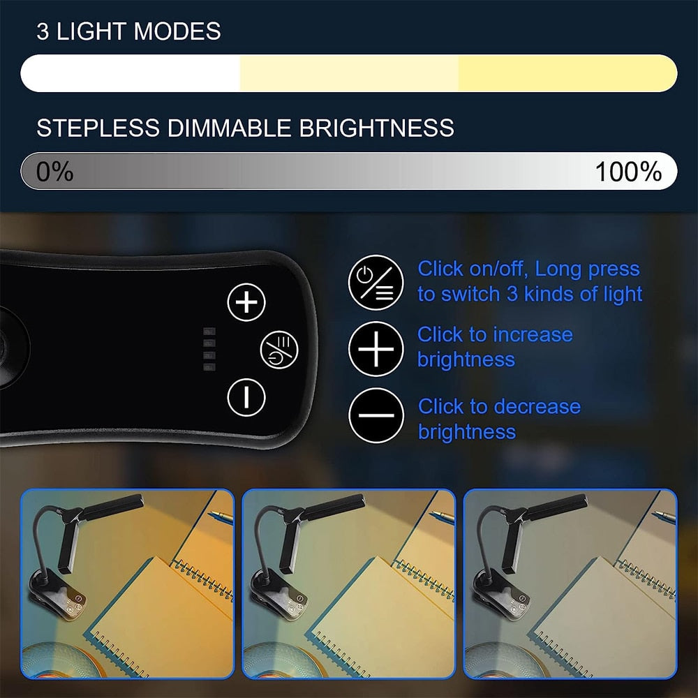 Olvoria | Rechargeable Clip-on Book Light with Dual Lighting