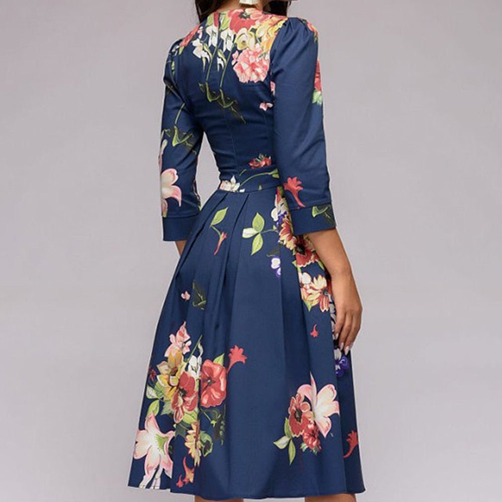 Olvoria - Retrozo Elegant, Mid-Length Dress