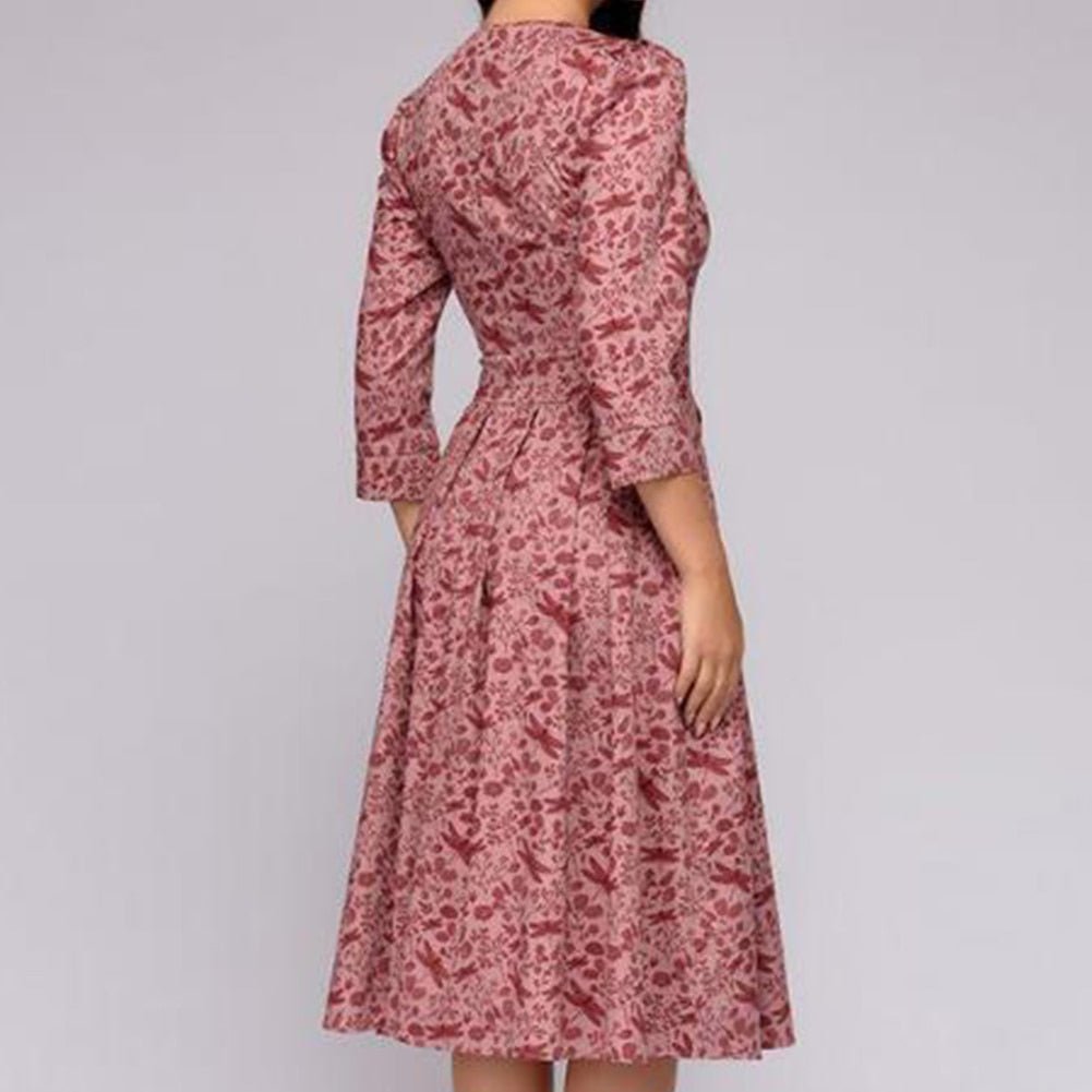 Olvoria - Retrozo Elegant, Mid-Length Dress