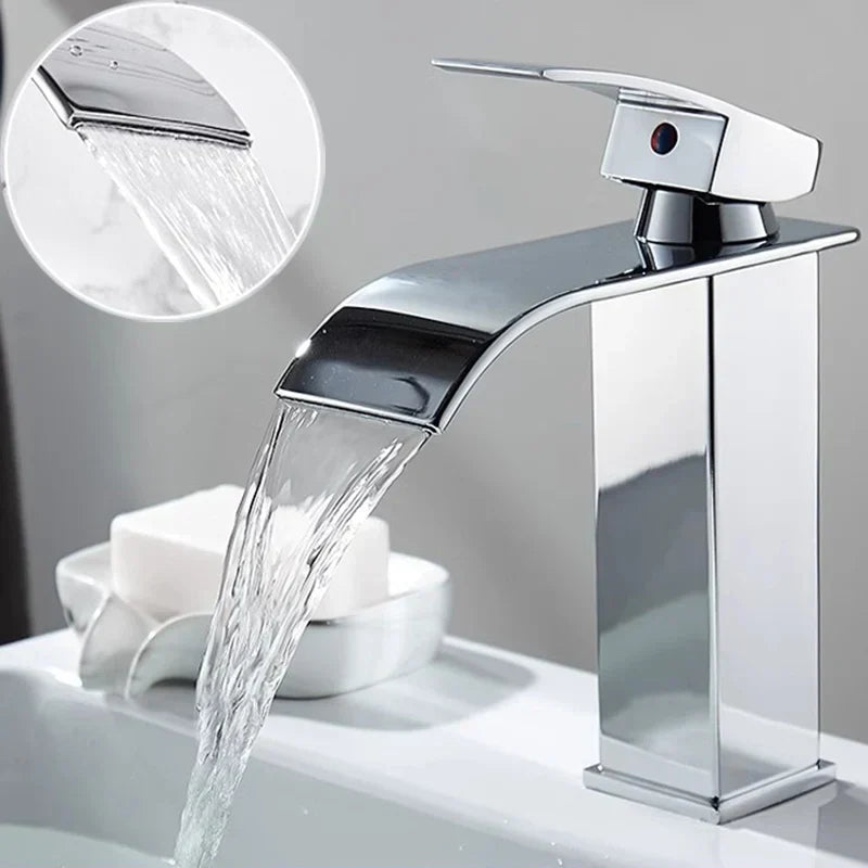 Olvoria Sink Mixer Aqualis Noir | Stainless Steel | Hot & Cold Water | For Bathroom & Guest Toilet