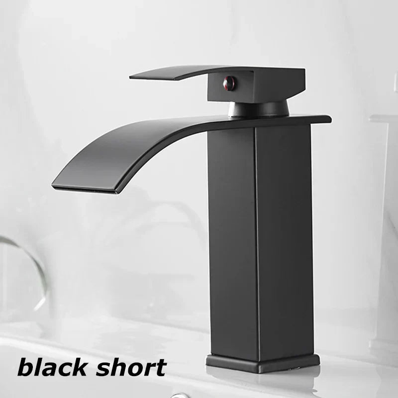 Olvoria Sink Mixer Aqualis Noir | Stainless Steel | Hot & Cold Water | For Bathroom & Guest Toilet