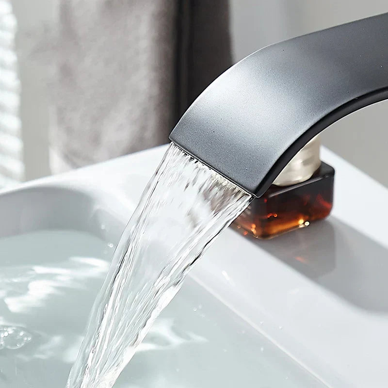 Olvoria Sink Mixer Aqualis Noir | Stainless Steel | Hot & Cold Water | For Bathroom & Guest Toilet