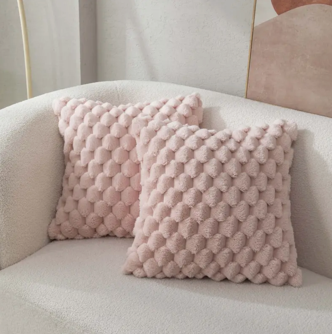 Olvoria | Textured Throw Pillow with Fuzzy Pattern