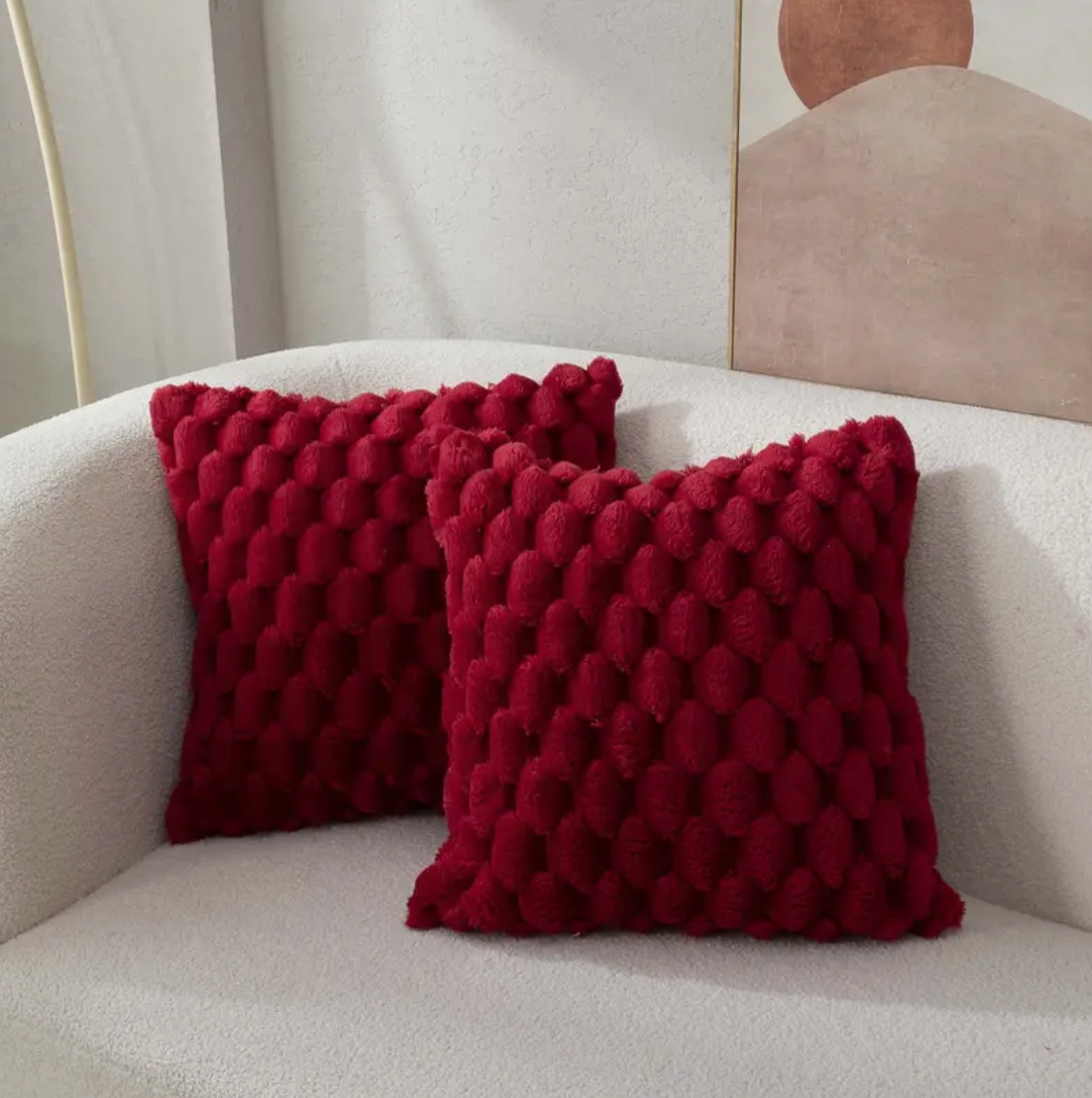 Olvoria | Textured Throw Pillow with Fuzzy Pattern