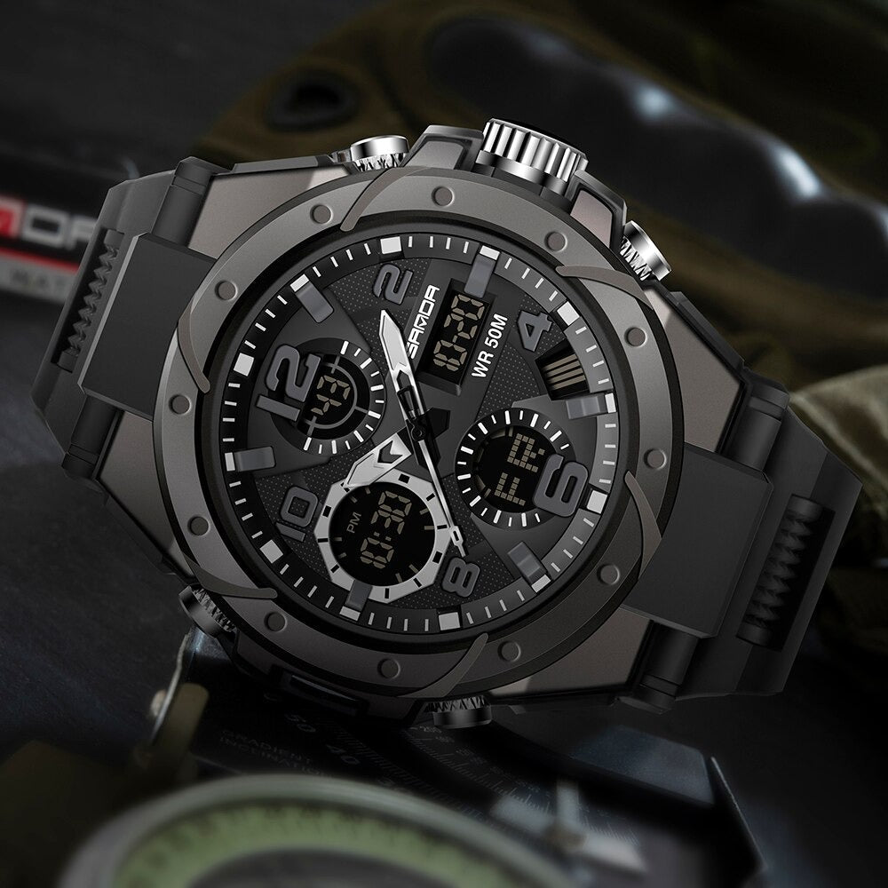Olvoria | TitanGuard Military Men's Watch – Robust Multifunctional Analog & Digital Watch
