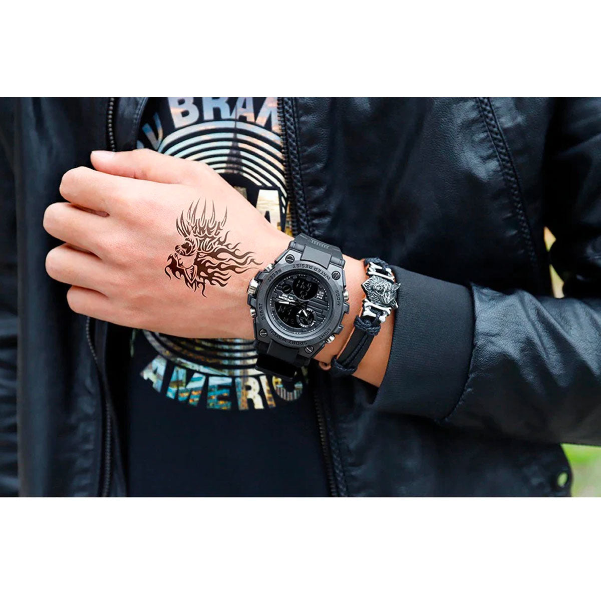 Olvoria | TitanGuard Military Men's Watch – Rugged Multifunctional Analog & Digital Timepiece