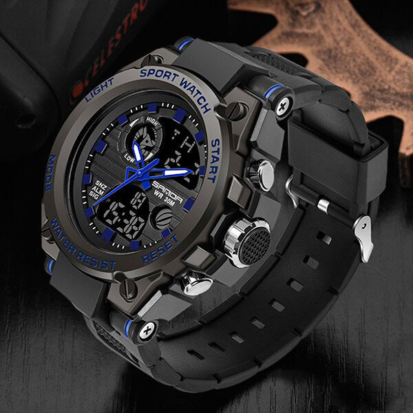 Olvoria | TitanGuard Military Men's Watch – Rugged Multifunctional Analog & Digital Timepiece
