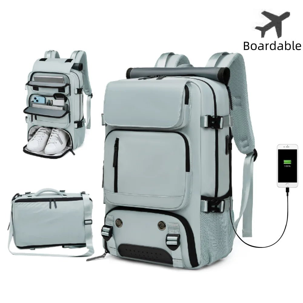 Olvoria | TRAVELMAX Pack – Waterproof Travel Backpack with USB Port, Shoe Compartment & Anti-Theft Pocket