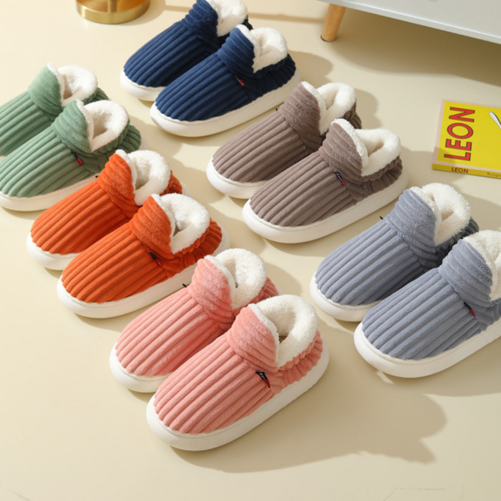Olvoria | Unisex Corduroy Bootie Slippers - Lined