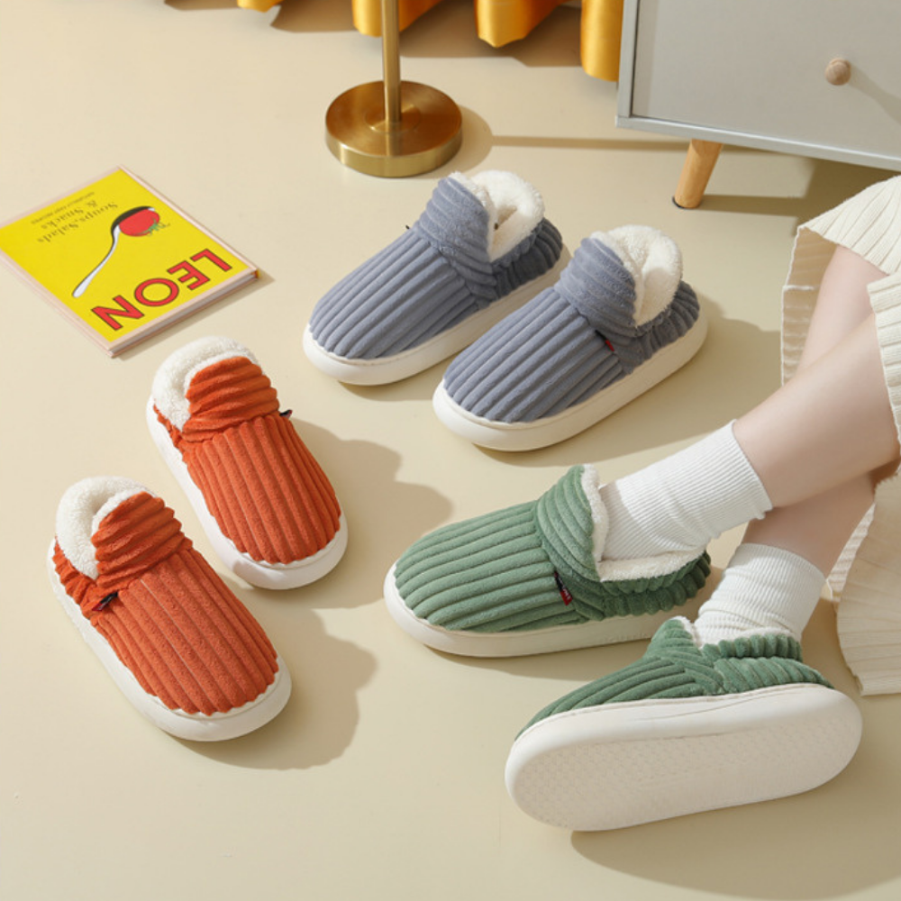 Olvoria | Unisex Corduroy Bootie Slippers - Lined