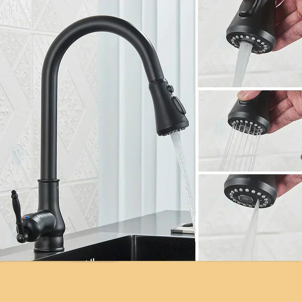 Olvoria | VintageTap Antique Brass Kitchen Tap – Retro Style Mixer Faucet with Swivel Spout
