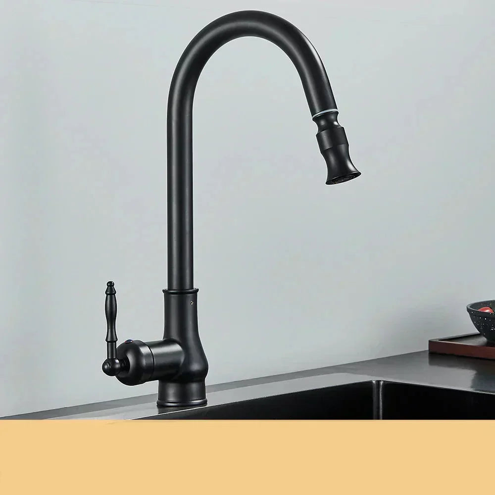 Olvoria | VintageTap Antique Brass Kitchen Tap – Retro Style Mixer Faucet with Swivel Spout