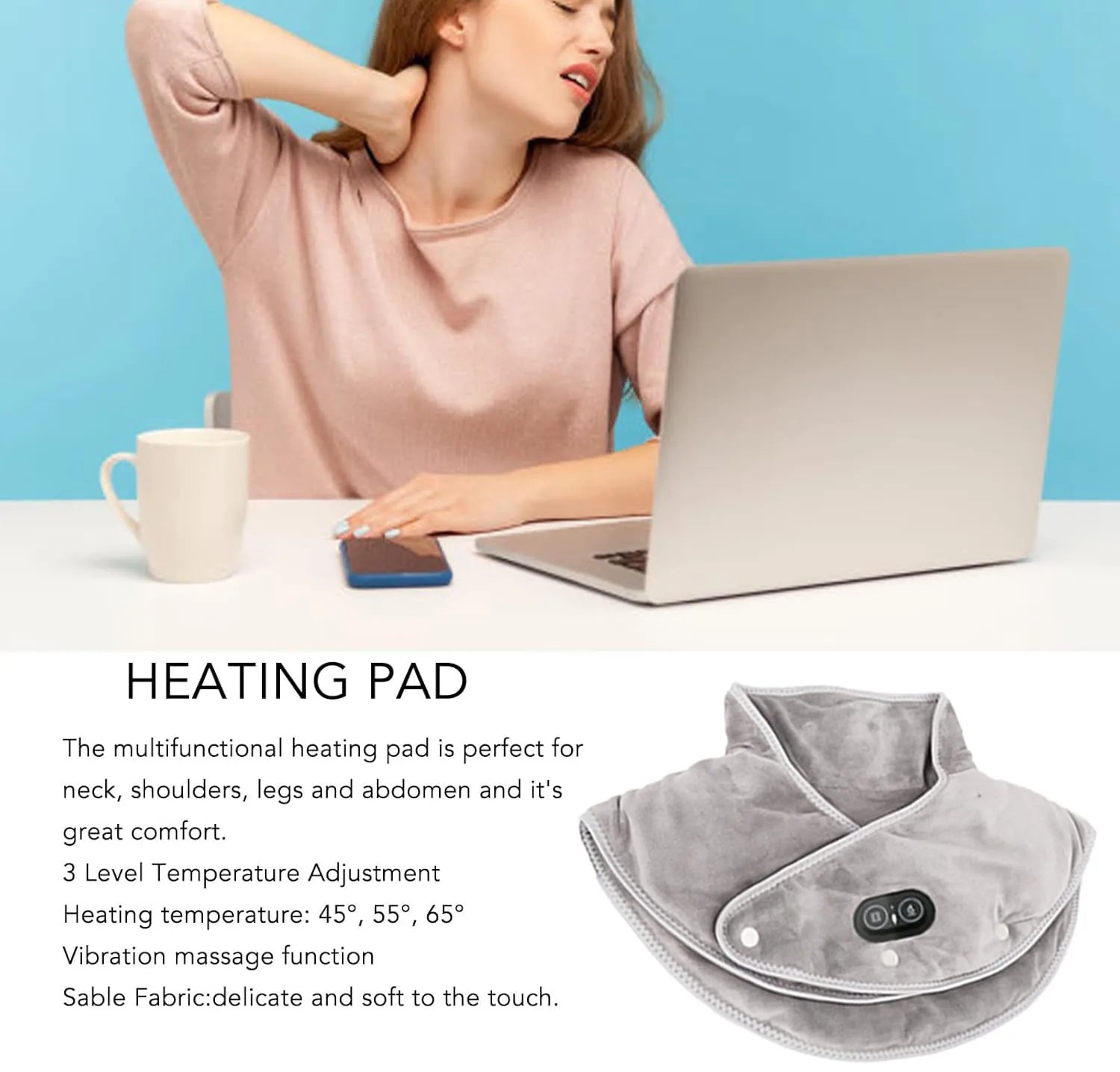 Olvoria | Warm Neck and Shoulder Massager USB Heating Pad with Vibration