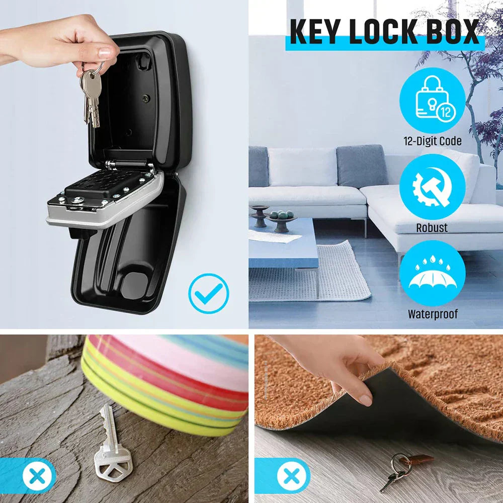 Olvoria | Waterproof Wall-Mounted Key Box – Outdoor Lockable Key Storage with Combination Code