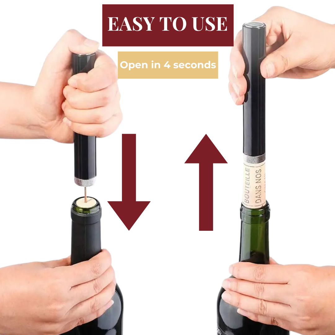 Olvoria | WineLuxe Air Pressure Wine Opener – Stainless Steel & Ergonomic Design