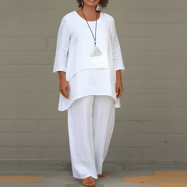 Olvoria | Women's 2-Piece Layered Linen Set
