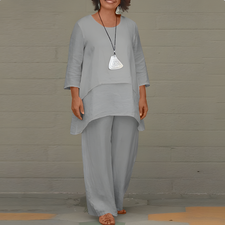 Olvoria | Women's 2-Piece Layered Linen Set