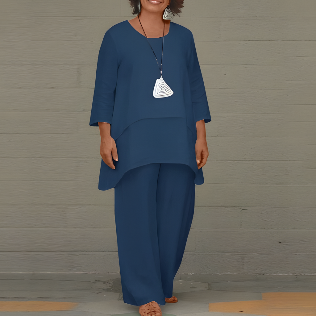 Olvoria | Women's 2-Piece Layered Linen Set
