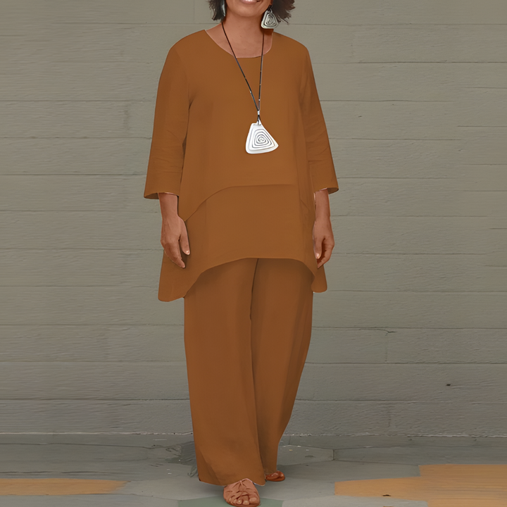 Olvoria | Women's 2-Piece Layered Linen Set