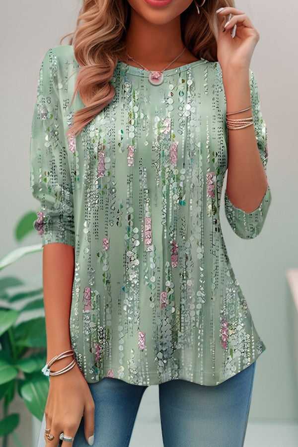 Olvoria | Women's 3/4 Sleeve Printed Top