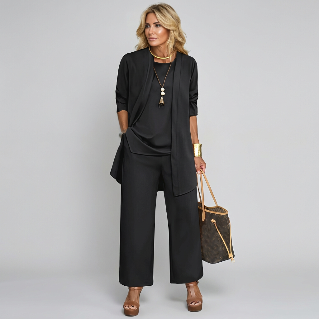 Olvoria | Women's 3-piece wide-leg pant suit set