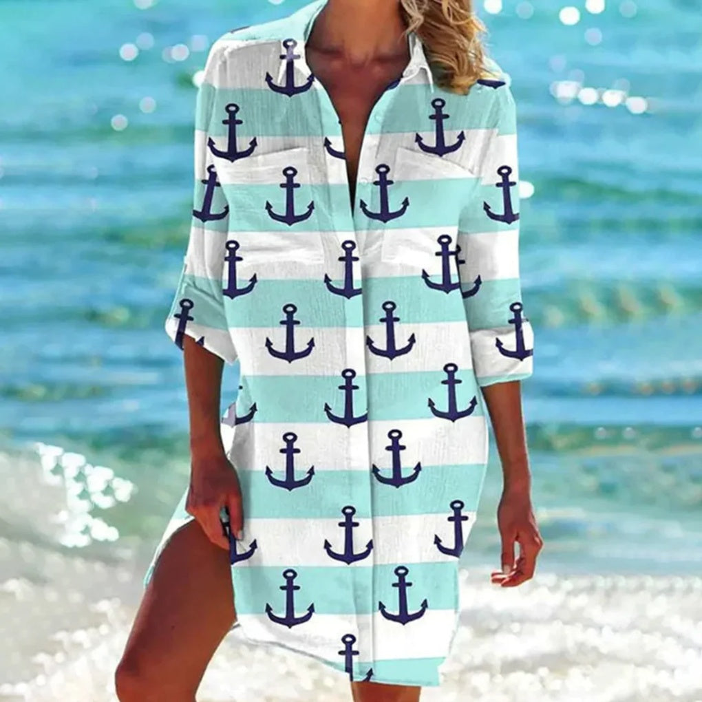 Olvoria | Women's Beach Shirt - Tie-Dye Print Tunic