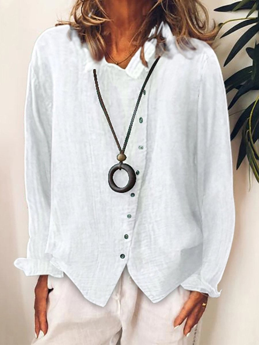 Olvoria | Women's Button-Down Long-Sleeve Linen Shirt