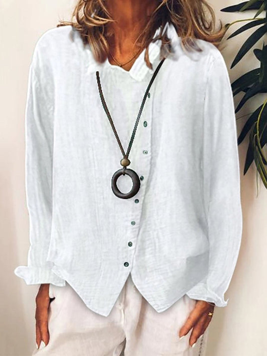 Olvoria | Women's Button-Down Long-Sleeve Linen Shirt