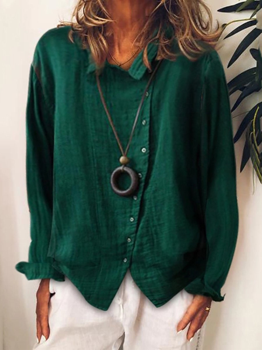 Olvoria | Women's Button-Down Long-Sleeve Linen Shirt