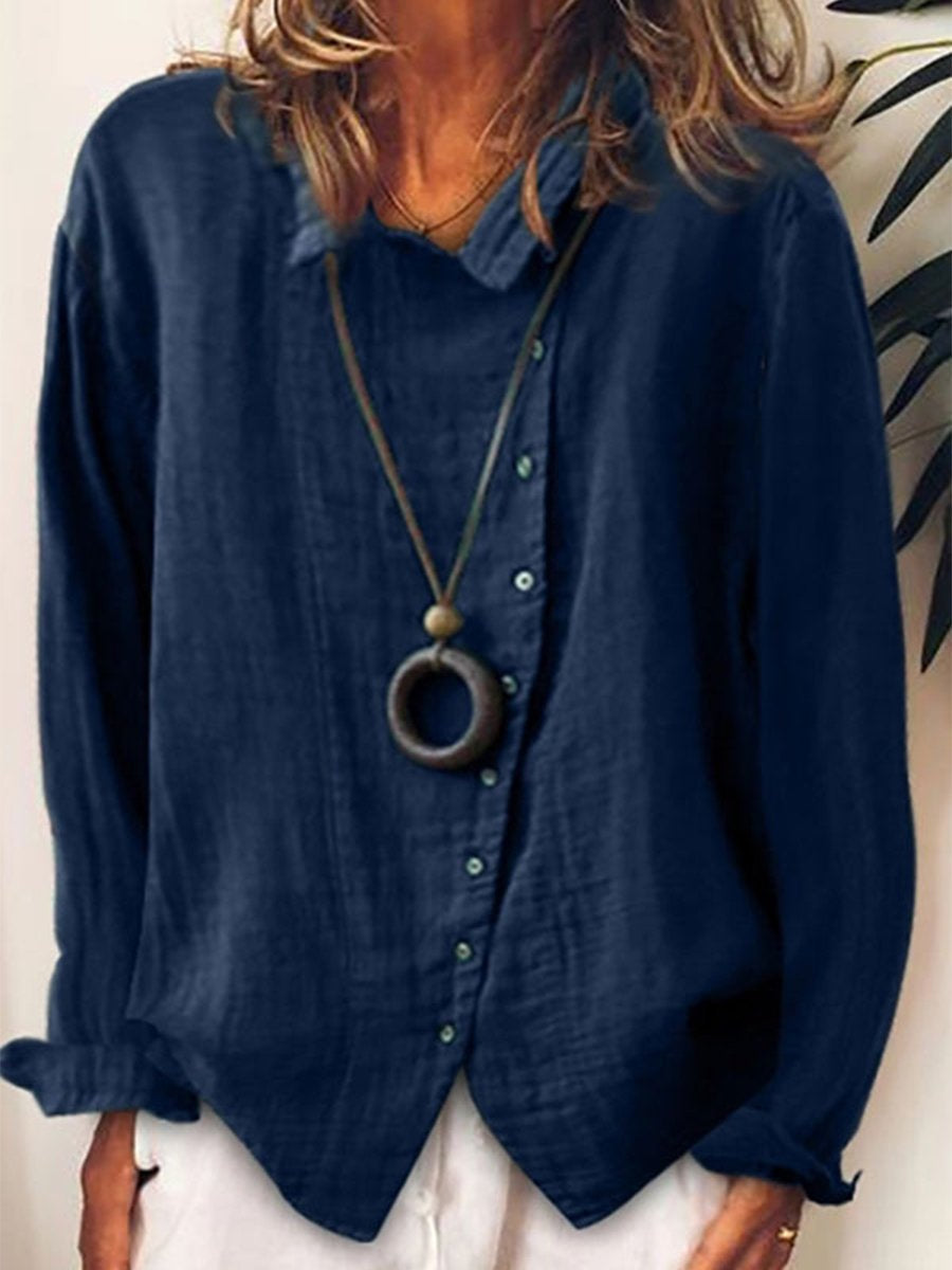 Olvoria | Women's Button-Down Long-Sleeve Linen Shirt