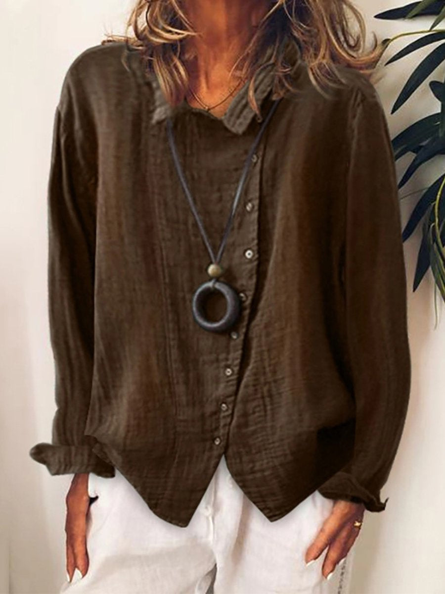 Olvoria | Women's Button-Down Long-Sleeve Linen Shirt