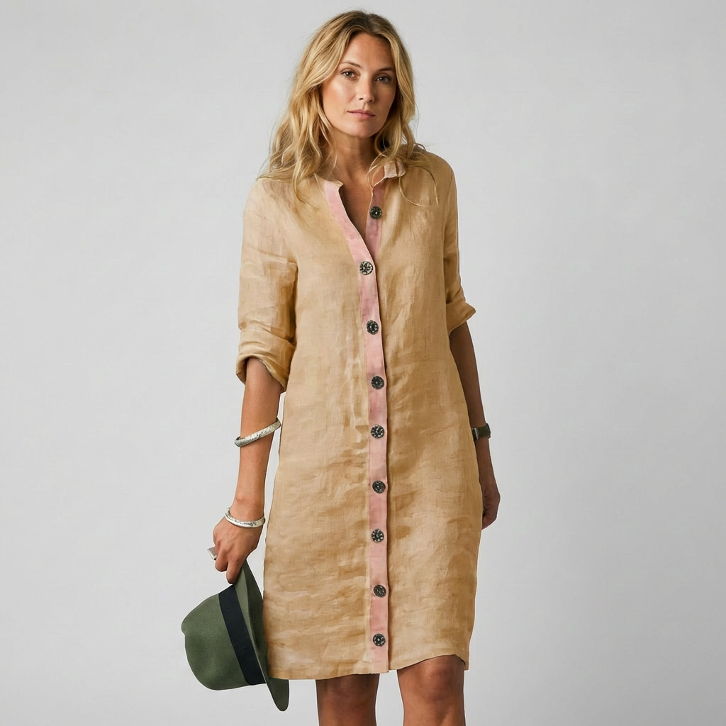 Olvoria | Women's Button-Front Shirt Dress