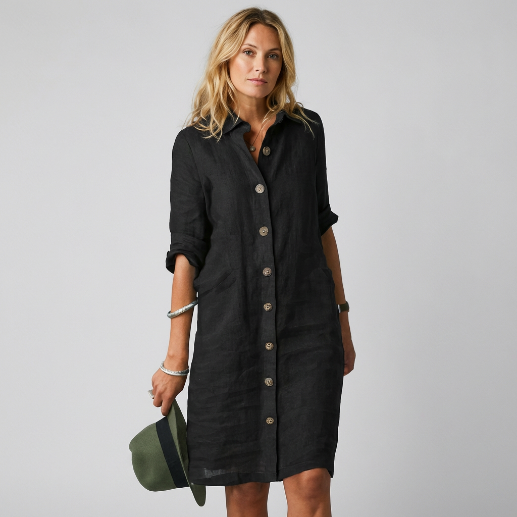 Olvoria | Women's Button-Front Shirt Dress