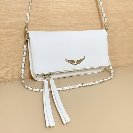 Olvoria | Women's Chain Shoulder Bag with Wing Emblem