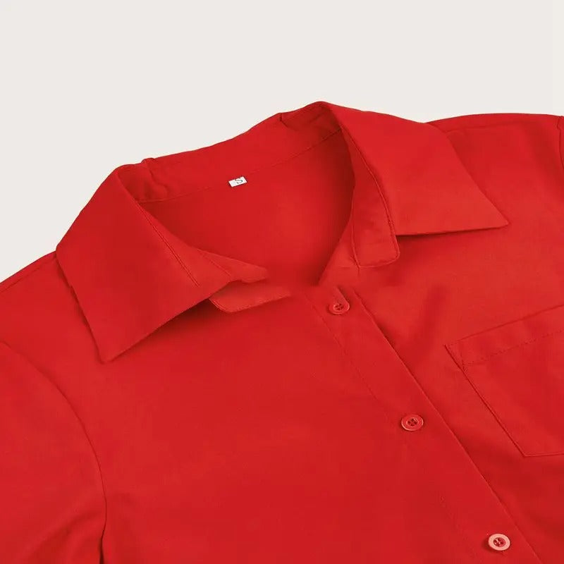 Olvoria | Women's Collared Button-Up Midi Shirt Dress