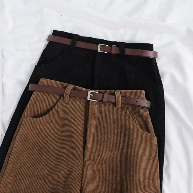 Olvoria | Women's Corduroy Pants with High Waist