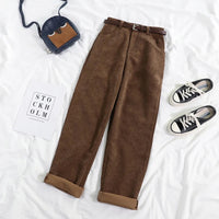 Olvoria | Pantalon en velours côtelé pour femme à taille haute