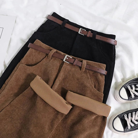Olvoria | Women's Corduroy Pants with High Waist