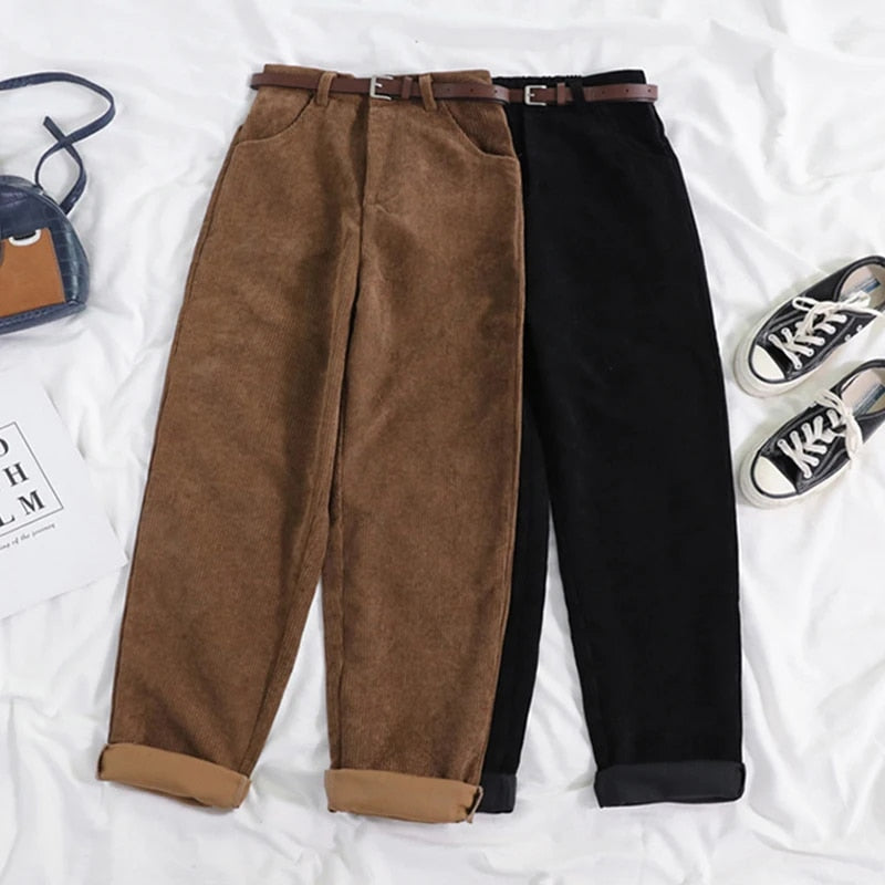 Olvoria | Women's Corduroy Pants with High Waist