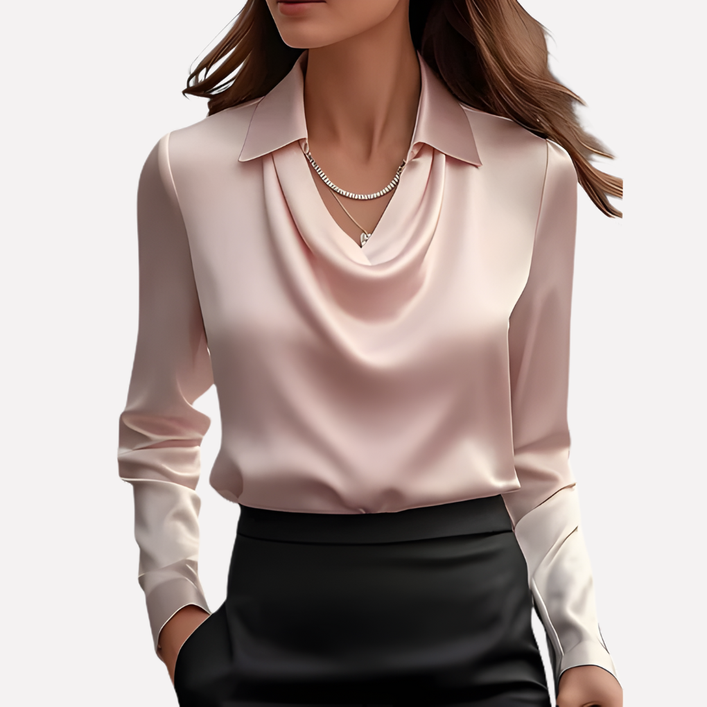Olvoria | Women's Cowl Neck Long Sleeve Blouse