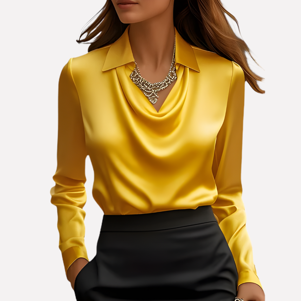 Olvoria | Women's Cowl Neck Long Sleeve Blouse